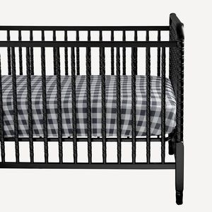 KQ Blue Gingham Bamboo Crib Sheet NWT